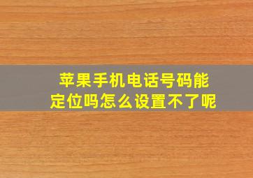 苹果手机电话号码能定位吗怎么设置不了呢