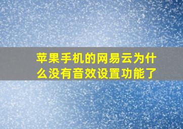 苹果手机的网易云为什么没有音效设置功能了