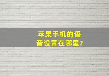 苹果手机的语音设置在哪里?