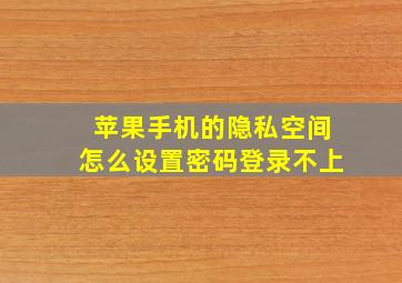 苹果手机的隐私空间怎么设置密码登录不上