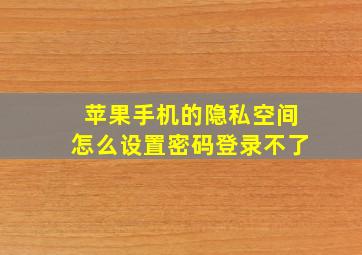 苹果手机的隐私空间怎么设置密码登录不了