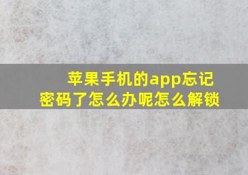 苹果手机的app忘记密码了怎么办呢怎么解锁