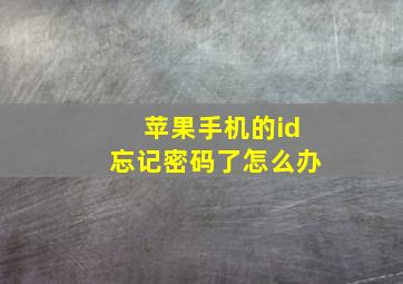 苹果手机的id忘记密码了怎么办