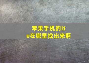 苹果手机的lte在哪里找出来啊