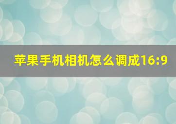 苹果手机相机怎么调成16:9