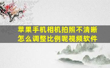 苹果手机相机拍照不清晰怎么调整比例呢视频软件