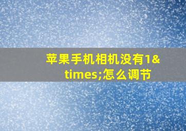 苹果手机相机没有1×怎么调节