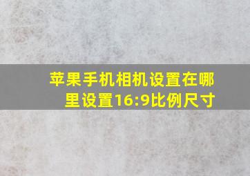 苹果手机相机设置在哪里设置16:9比例尺寸