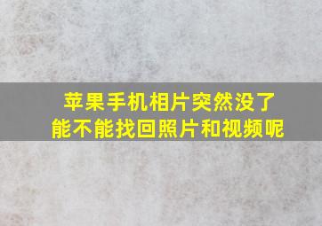 苹果手机相片突然没了能不能找回照片和视频呢