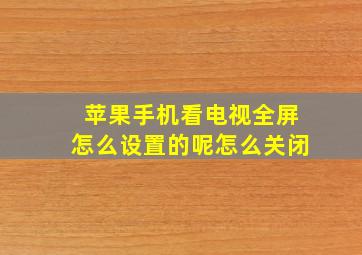 苹果手机看电视全屏怎么设置的呢怎么关闭