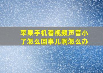 苹果手机看视频声音小了怎么回事儿啊怎么办