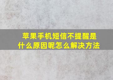 苹果手机短信不提醒是什么原因呢怎么解决方法