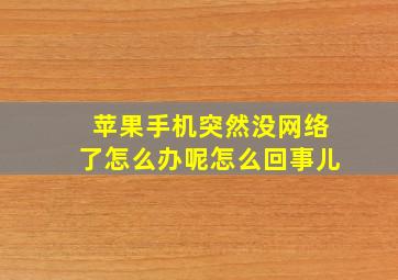 苹果手机突然没网络了怎么办呢怎么回事儿