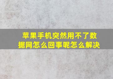 苹果手机突然用不了数据网怎么回事呢怎么解决