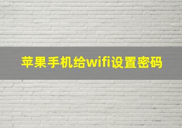 苹果手机给wifi设置密码