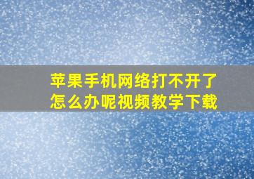 苹果手机网络打不开了怎么办呢视频教学下载