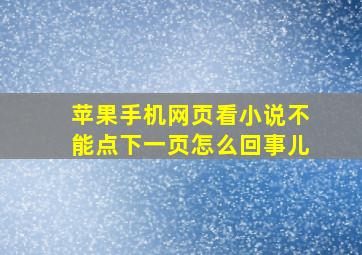 苹果手机网页看小说不能点下一页怎么回事儿