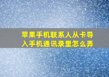 苹果手机联系人从卡导入手机通讯录里怎么弄