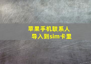 苹果手机联系人导入到sim卡里