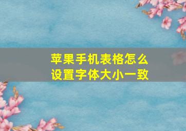 苹果手机表格怎么设置字体大小一致