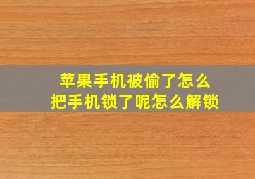 苹果手机被偷了怎么把手机锁了呢怎么解锁