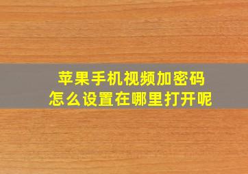 苹果手机视频加密码怎么设置在哪里打开呢