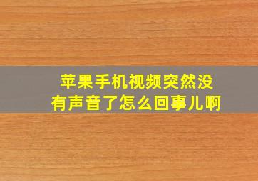 苹果手机视频突然没有声音了怎么回事儿啊