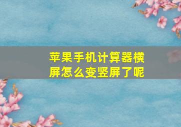 苹果手机计算器横屏怎么变竖屏了呢