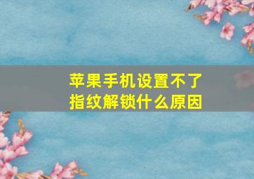 苹果手机设置不了指纹解锁什么原因