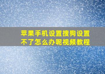 苹果手机设置搜狗设置不了怎么办呢视频教程