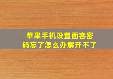 苹果手机设置面容密码忘了怎么办解开不了