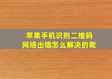 苹果手机识别二维码网络出错怎么解决的呢