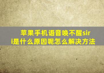 苹果手机语音唤不醒siri是什么原因呢怎么解决方法