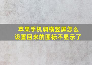 苹果手机调横竖屏怎么设置回来的图标不显示了