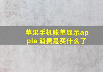 苹果手机账单显示apple 消费是买什么了