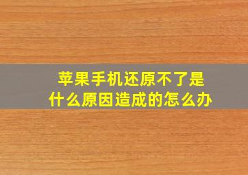 苹果手机还原不了是什么原因造成的怎么办