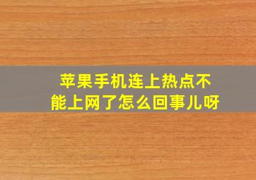 苹果手机连上热点不能上网了怎么回事儿呀