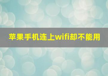 苹果手机连上wifi却不能用