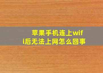 苹果手机连上wifi后无法上网怎么回事