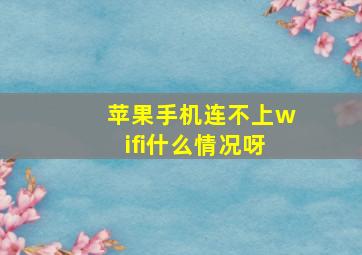 苹果手机连不上wifi什么情况呀