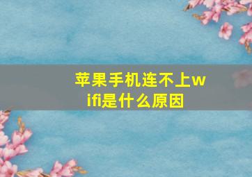 苹果手机连不上wifi是什么原因