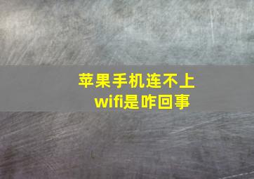 苹果手机连不上wifi是咋回事