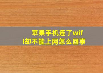 苹果手机连了wifi却不能上网怎么回事