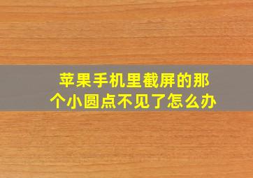 苹果手机里截屏的那个小圆点不见了怎么办