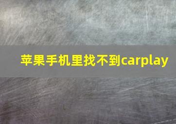 苹果手机里找不到carplay