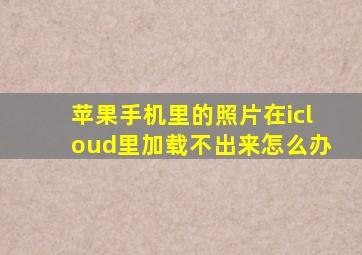 苹果手机里的照片在icloud里加载不出来怎么办