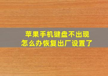 苹果手机键盘不出现怎么办恢复出厂设置了