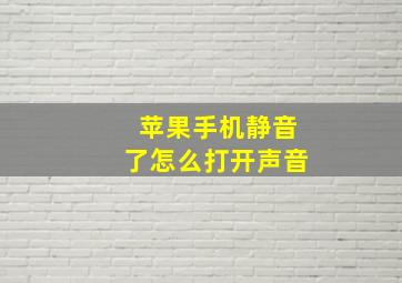 苹果手机静音了怎么打开声音