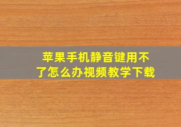 苹果手机静音键用不了怎么办视频教学下载