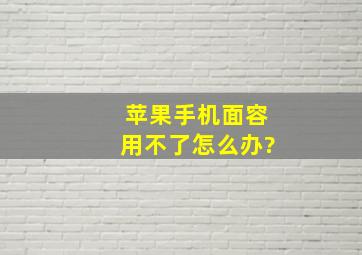 苹果手机面容用不了怎么办?